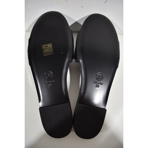 Chanel 23P Black Chain Gold CC Logo Quilted Mules Slide Sandal Slip On Flat 39 - Picture 12 of 12